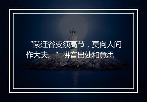 “陵迁谷变须高节，莫向人间作大夫。”拼音出处和意思