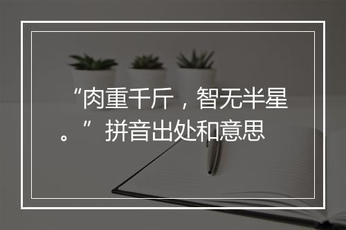 “肉重千斤，智无半星。”拼音出处和意思