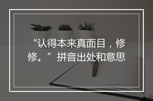 “认得本来真面目，修修。”拼音出处和意思