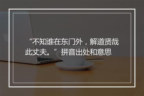 “不知谁在东门外，解道贤哉此丈夫。”拼音出处和意思