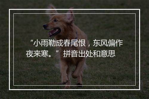 “小雨勒成春尾恨，东风偏作夜来寒。”拼音出处和意思