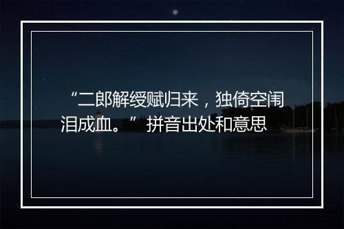 “二郎解绶赋归来，独倚空闱泪成血。”拼音出处和意思