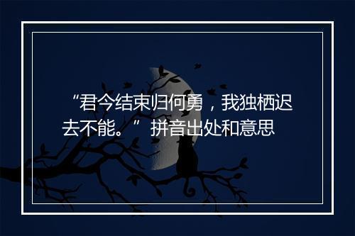 “君今结束归何勇，我独栖迟去不能。”拼音出处和意思