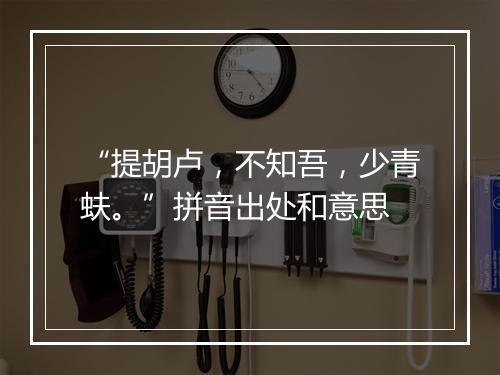 “提胡卢，不知吾，少青蚨。”拼音出处和意思