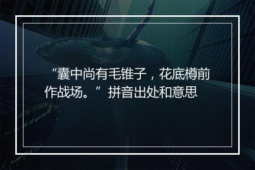 “囊中尚有毛锥子，花底樽前作战场。”拼音出处和意思