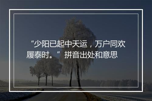 “少阳已起中天运，万户同欢履泰时。”拼音出处和意思