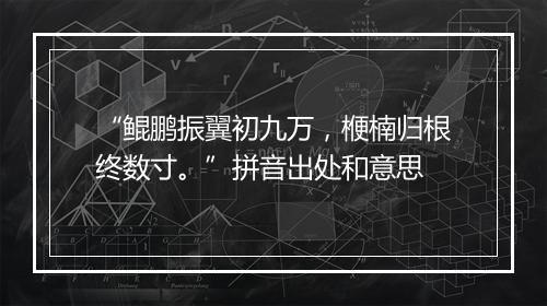 “鲲鹏振翼初九万，楩楠归根终数寸。”拼音出处和意思