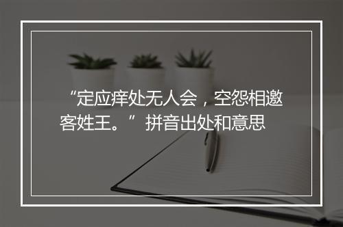 “定应痒处无人会，空怨相邀客姓王。”拼音出处和意思