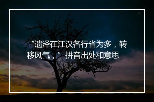 “遗泽在江汉各行省为多，转移风气，”拼音出处和意思