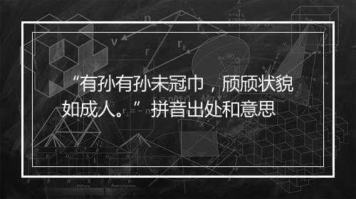 “有孙有孙未冠巾，颀颀状貌如成人。”拼音出处和意思