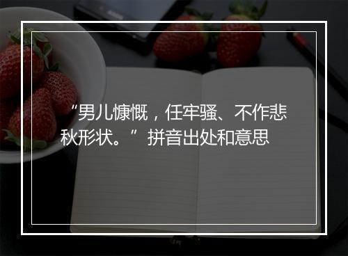 “男儿慷慨，任牢骚、不作悲秋形状。”拼音出处和意思