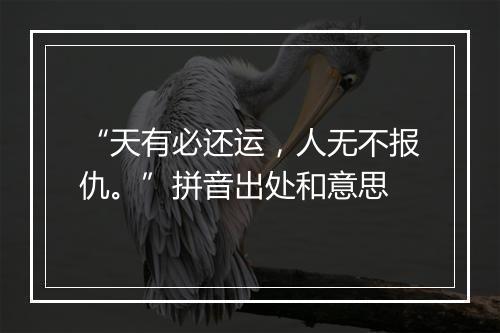 “天有必还运，人无不报仇。”拼音出处和意思