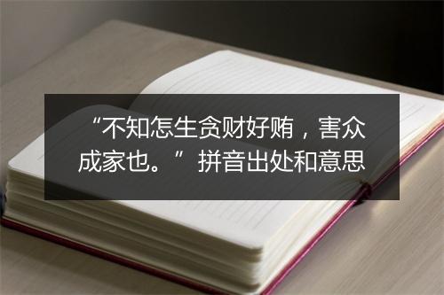 “不知怎生贪财好贿，害众成家也。”拼音出处和意思