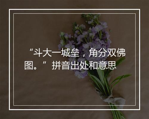 “斗大一城垒，角分双佛图。”拼音出处和意思