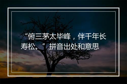 “俯三茅太毕峰，伴千年长寿松。”拼音出处和意思