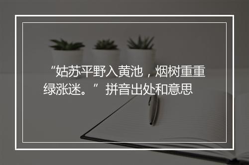 “姑苏平野入黄池，烟树重重绿涨迷。”拼音出处和意思