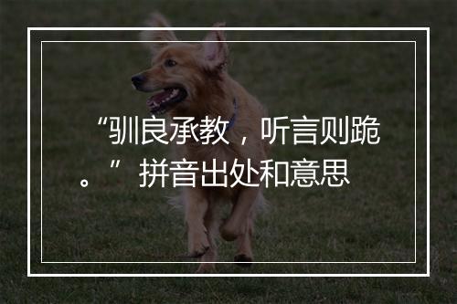 “驯良承教，听言则跪。”拼音出处和意思