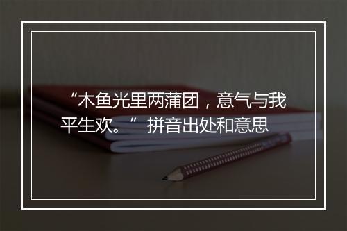 “木鱼光里两蒲团，意气与我平生欢。”拼音出处和意思