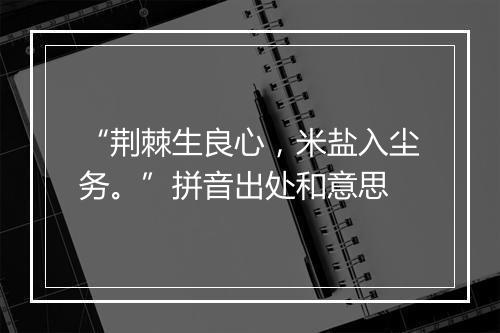 “荆棘生良心，米盐入尘务。”拼音出处和意思