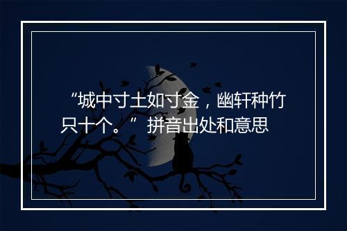 “城中寸土如寸金，幽轩种竹只十个。”拼音出处和意思