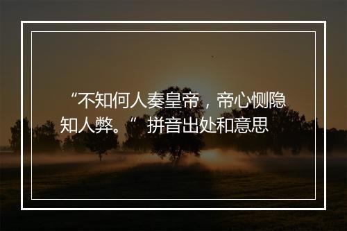 “不知何人奏皇帝，帝心恻隐知人弊。”拼音出处和意思