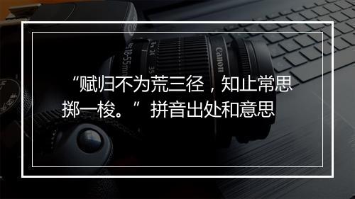 “赋归不为荒三径，知止常思掷一梭。”拼音出处和意思