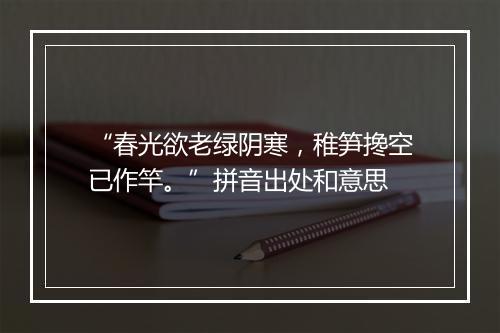 “春光欲老绿阴寒，稚笋搀空已作竿。”拼音出处和意思