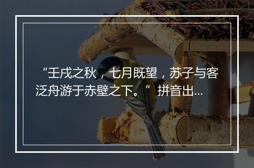 “壬戌之秋，七月既望，苏子与客泛舟游于赤壁之下。”拼音出处和意思