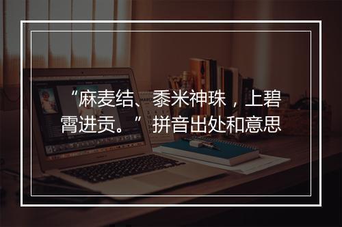 “麻麦结、黍米神珠，上碧霄进贡。”拼音出处和意思