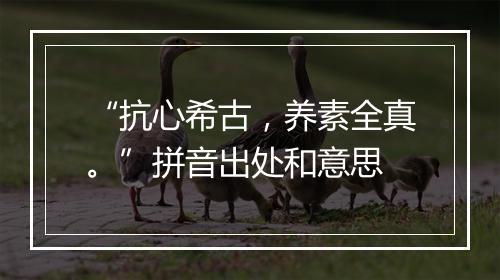 “抗心希古，养素全真。”拼音出处和意思