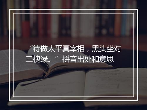 “待做太平真宰相，黑头坐对三槐绿。”拼音出处和意思