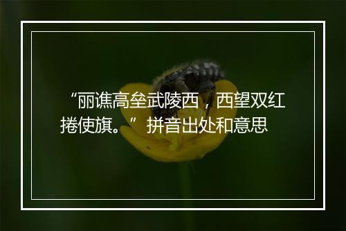 “丽谯高垒武陵西，西望双红捲使旗。”拼音出处和意思