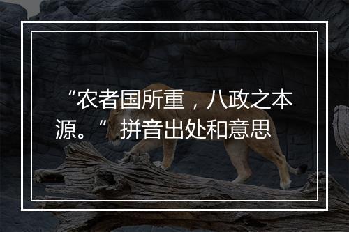 “农者国所重，八政之本源。”拼音出处和意思