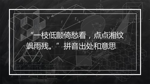 “一枝低颤倚愁看，点点湘纹飒雨残。”拼音出处和意思