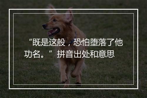 “既是这般，恐怕堕落了他功名。”拼音出处和意思