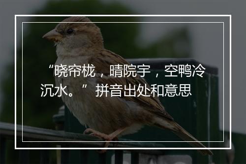 “晓帘栊，晴院宇，空鸭冷沉水。”拼音出处和意思