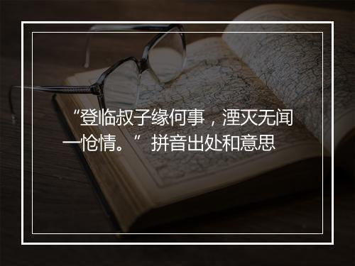 “登临叔子缘何事，湮灭无闻一怆情。”拼音出处和意思