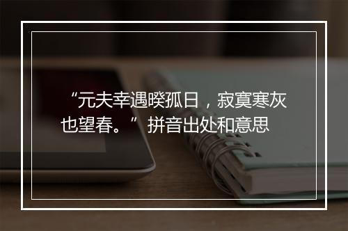 “元夫幸遇暌孤日，寂寞寒灰也望春。”拼音出处和意思