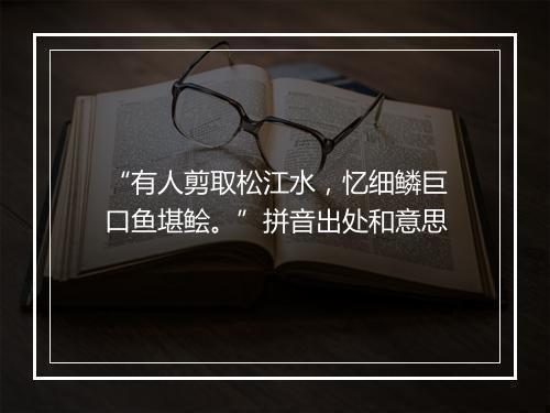 “有人剪取松江水，忆细鳞巨口鱼堪鲙。”拼音出处和意思