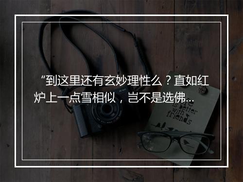 “到这里还有玄妙理性么？直如红炉上一点雪相似，岂不是选佛场也。”拼音出处和意思