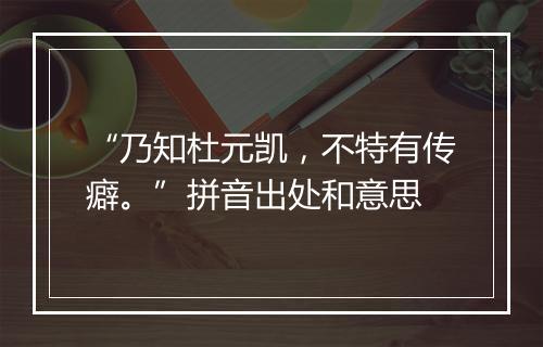 “乃知杜元凯，不特有传癖。”拼音出处和意思