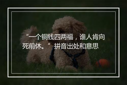 “一个铜钱四两福，谁人肯向死前休。”拼音出处和意思