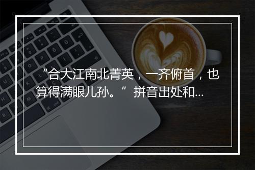 “合大江南北菁英，一齐俯首，也算得满眼儿孙。”拼音出处和意思