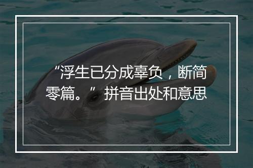 “浮生已分成辜负，断简零篇。”拼音出处和意思