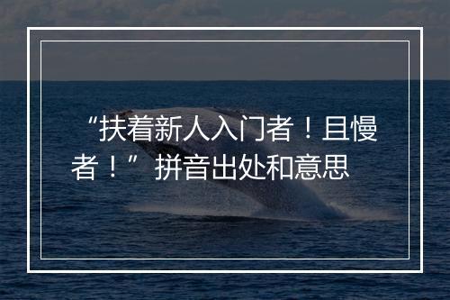 “扶着新人入门者！且慢者！”拼音出处和意思