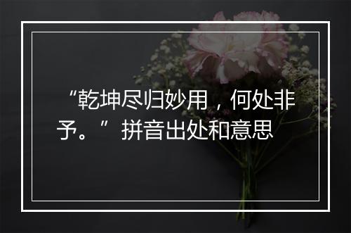 “乾坤尽归妙用，何处非予。”拼音出处和意思