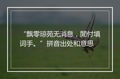 “飘零琼苑无消息，閒付填词手。”拼音出处和意思