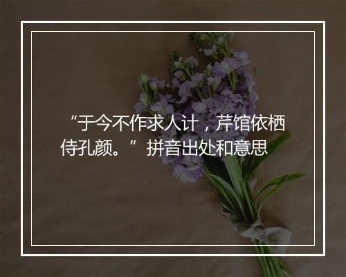 “于今不作求人计，芹馆依栖侍孔颜。”拼音出处和意思