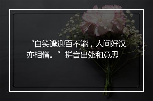 “自笑逢迎百不能，人间好汉亦相憎。”拼音出处和意思