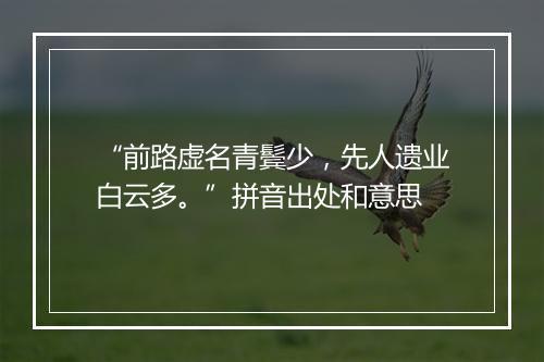 “前路虚名青鬓少，先人遗业白云多。”拼音出处和意思